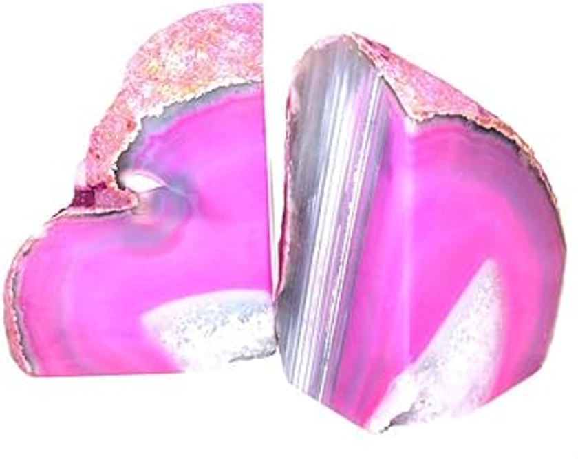 Zentron Crystal Collection Large Pair of Polished Agate Bookends (Pink)