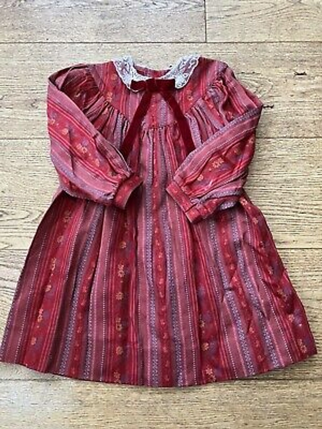 Vintage St Michael Girls Dress Age 3 Years Velvet Bow Lace Peter Pan Collar | eBay