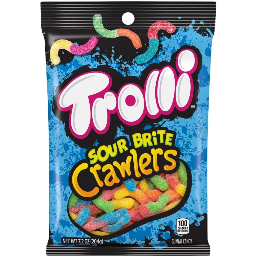 Trolli Sour Brite Crawlers Candy, Sour Gummy Worms, 7.2 oz