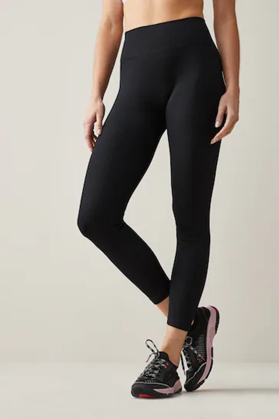 Black Ribbed Seamless High Waist Leggings