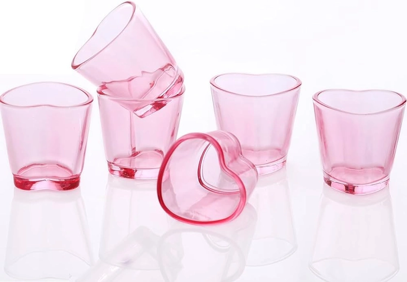 Heart Shot Glasses Set, Pink Shot Glass Cute 1.5oz : Amazon.co.uk: Home & Kitchen