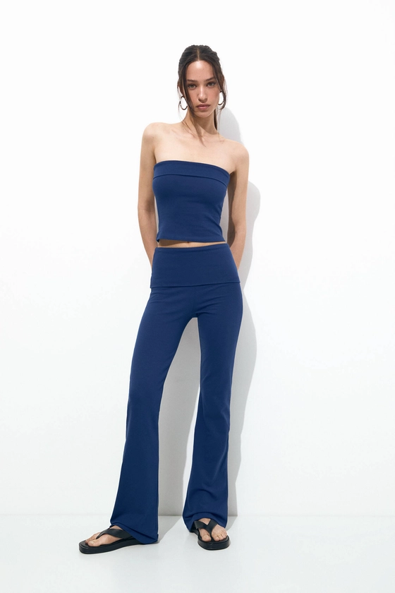 Flared trousers with fold-over waist - pull&bear