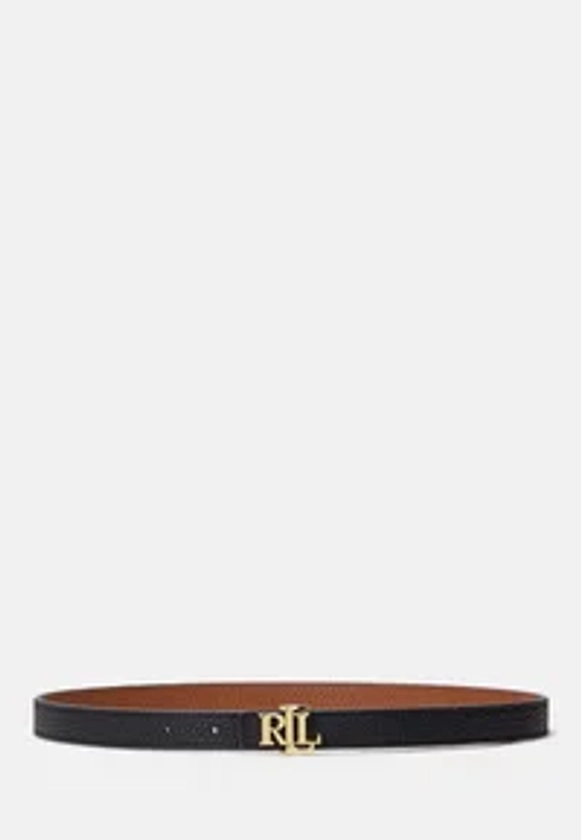 Lauren Ralph Lauren LOGO REVERSIBLE LEATHER SKINNY BELT - Ceinture - black/tan/noir - ZALANDO.FR