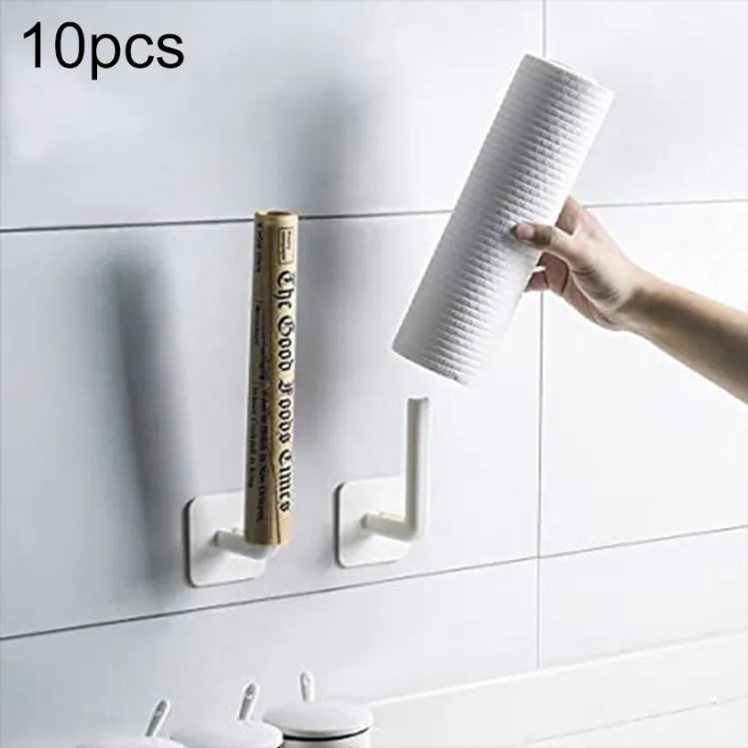 10pcs No Punching Traceless Sticker L-shaped Hook Wall Hanging Rack(White Hook+No Trace Glue) | CDON