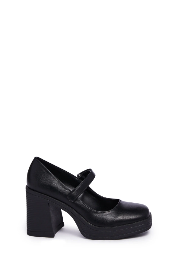 Vegan Leather Platform Mary Janes - Black