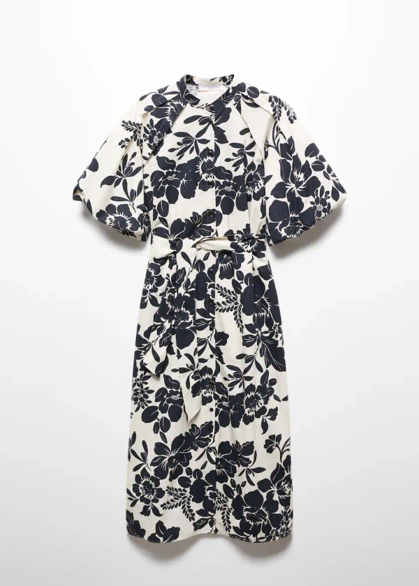 Floral puffed sleeves dress