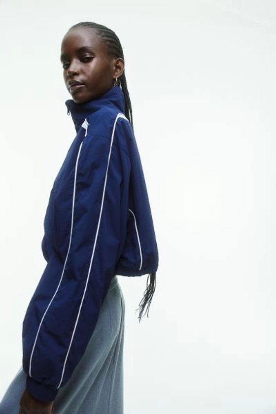 Cropped windbreaker - Long sleeve - Cropped - Dark blue - Ladies | H&M GB