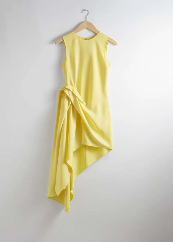 Draped Asymmetric Midi Dress - Yellow - & Other Stories ES