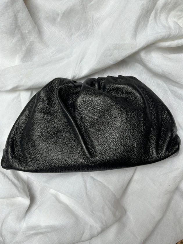 Genuine leather cloud clutch bag, cloud bag, pouch, handmade leather bag, clutch bag, gift for her, evening bag, black bag