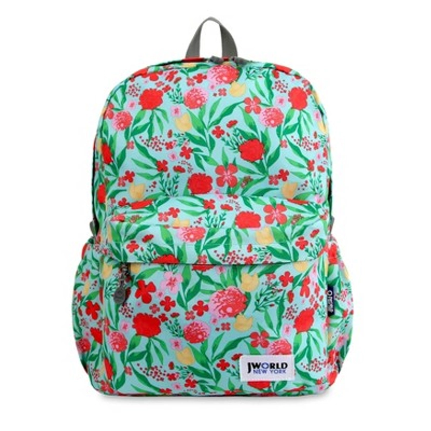 J World OzCampus 17" Backpack - Flora: Water-Resistant, Laptop Sleeve, Ergonomic Straps, Multi-Pocket, Unisex Design