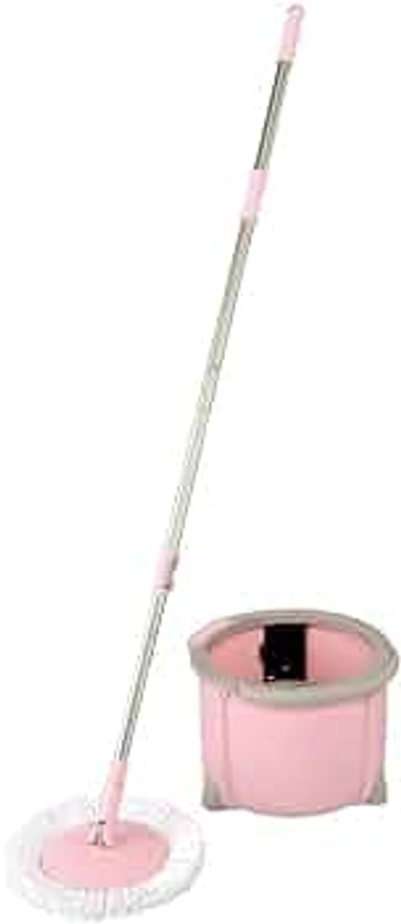 Azuma TSM557 Rotating Mop, Tornado Round Set, Compact, Wipe Width: 10.2 inches (26 cm), Handle Length: 42.1-51.2 inches (107.5-130 cm), Pink, Single Layer Cleaning