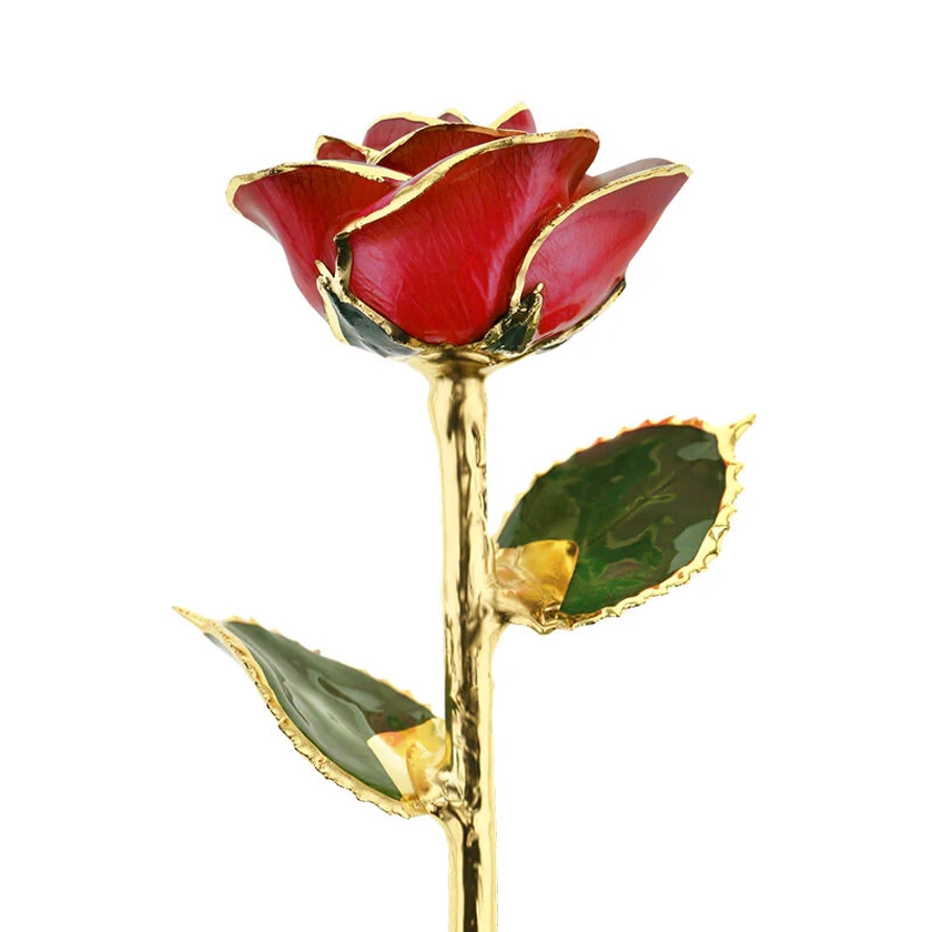 Valentines Day Red 24k Gold Dipped Rose