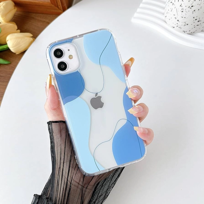 DEFBSC Compatible with iPhone 11 Case, Soft Shaped Art Design with Built-in Bumper Protective Phone Case, Cute Slim TPU Cover Designed for iPhone 11 Case,Blue