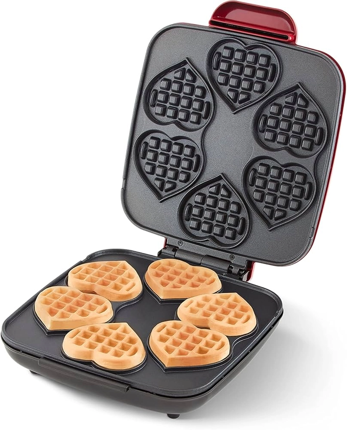 Amazon.com: DASH Multi Mini Heart Waffle Maker - Six 3” Heart Shaped Waffle Molds, Nonstick Waffle Iron with Quick Heat-Up, Nonstick Surface - Perfect Mini Waffle Maker for Kids and Families, Just Add Batter : Casa