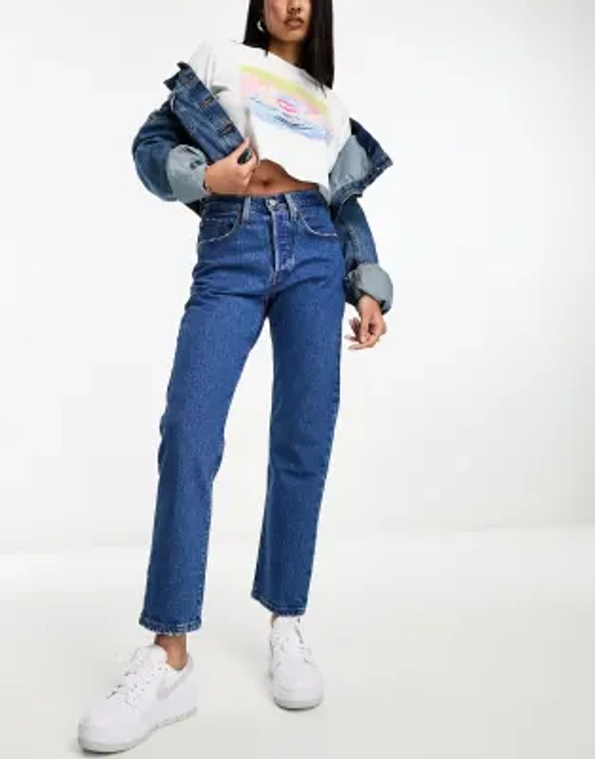 Levi's - 501 - Jean droit raccourci - Bleu moyen | ASOS