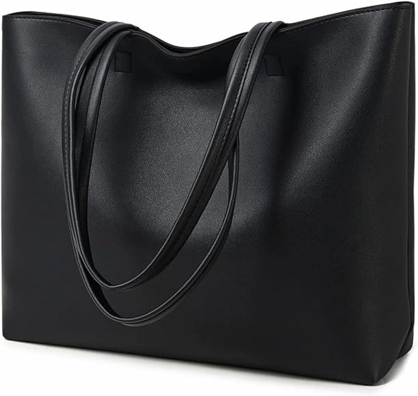 MEEGIRL Damen Henkeltaschen, Einfache Handtaschen PU Leder Tote Shopper Bag für Arbeit, Schule, Einkauf mit Reißverschluss und Innentasche