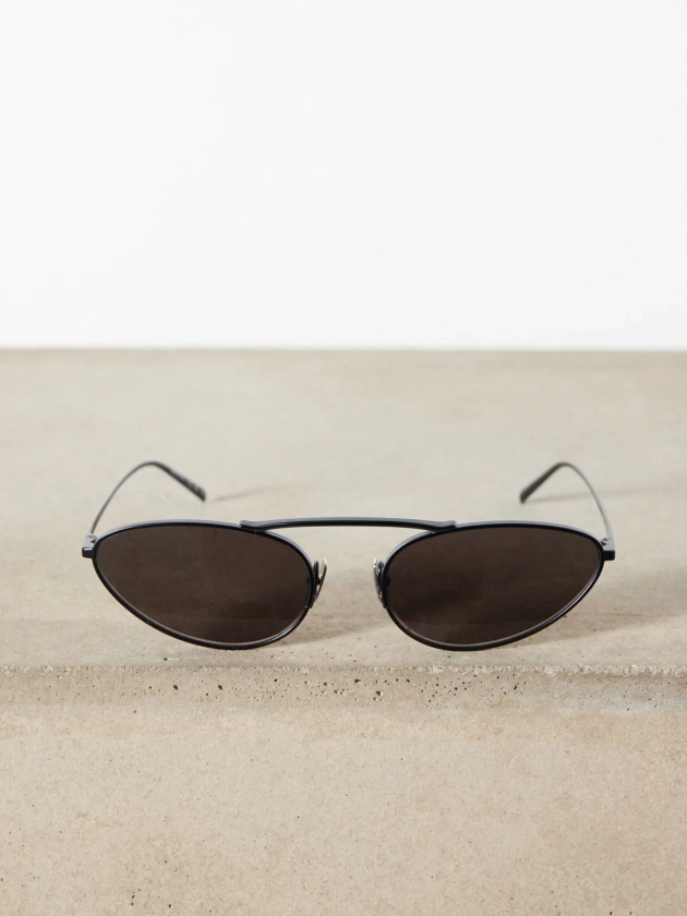 Round cat-eye metal sunglasses