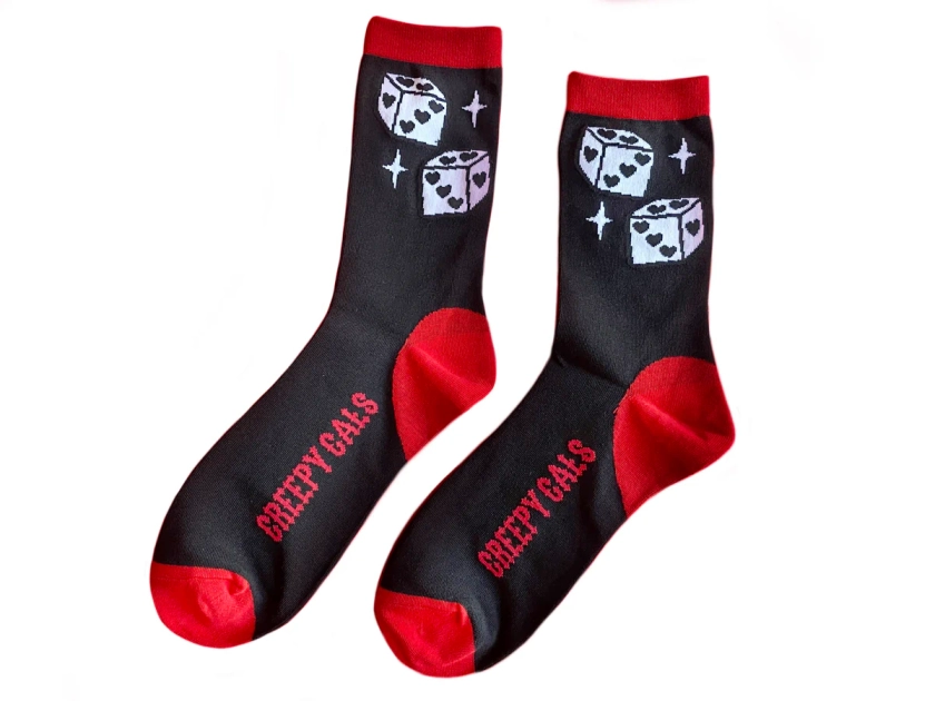 Retro Dice Black Unisex Socks