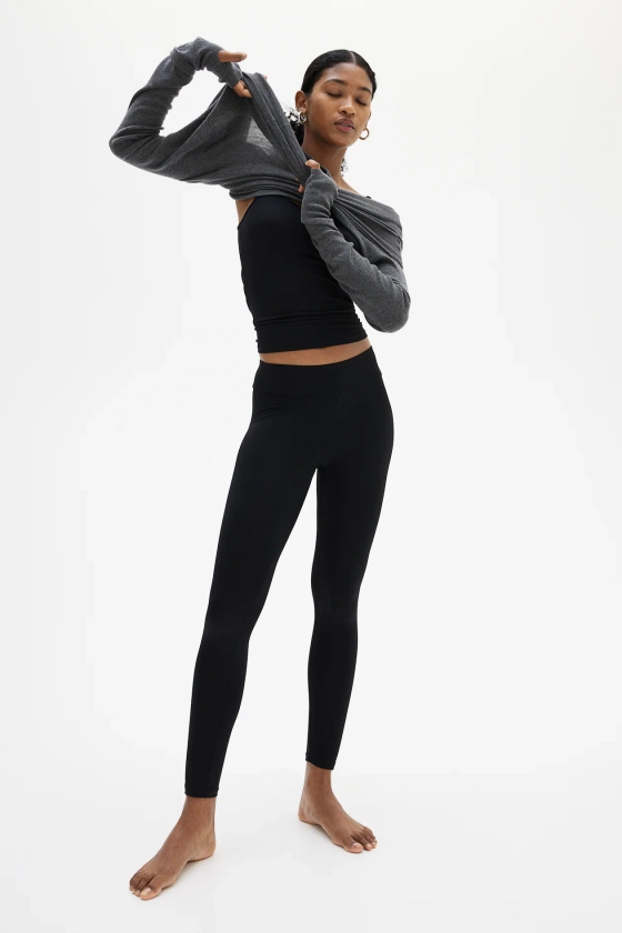 Microfibre leggings - Black - Ladies | H&M GB