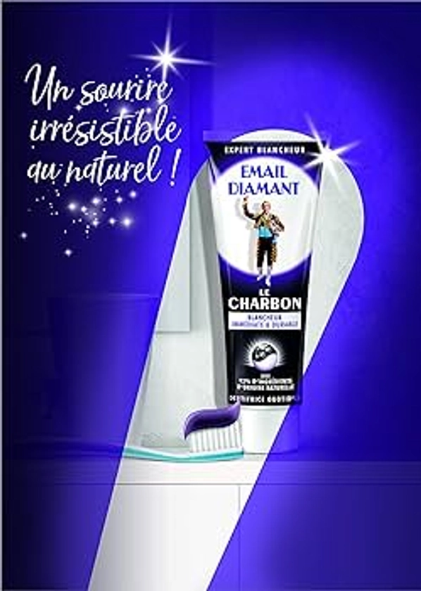 Email Diamant - Le Charbon Dentifrice - Blancheur immédiate & durable - Utilisation quotidienne - 75 ml