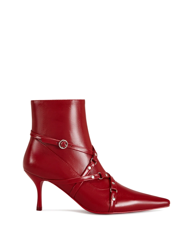 PURNIMA-RED STRAPPY POINTED TOE BOOTIE