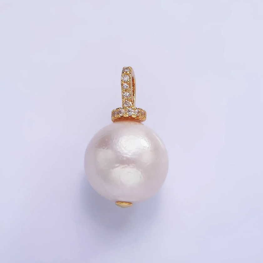 Dainty Shell Pearl Bail With CZ Front P-1693 - Etsy