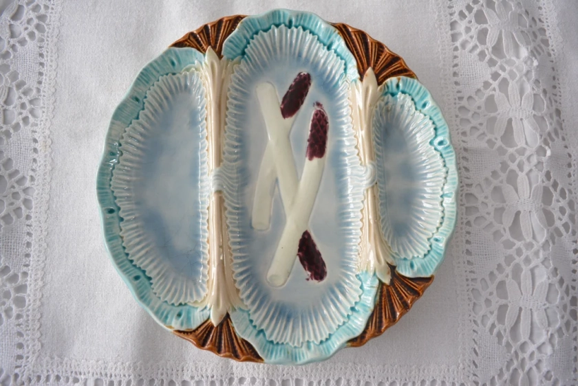 Single French Antique Asparagus Plate Orchies, French Majolica XIX, Rare Find - Etsy Australia