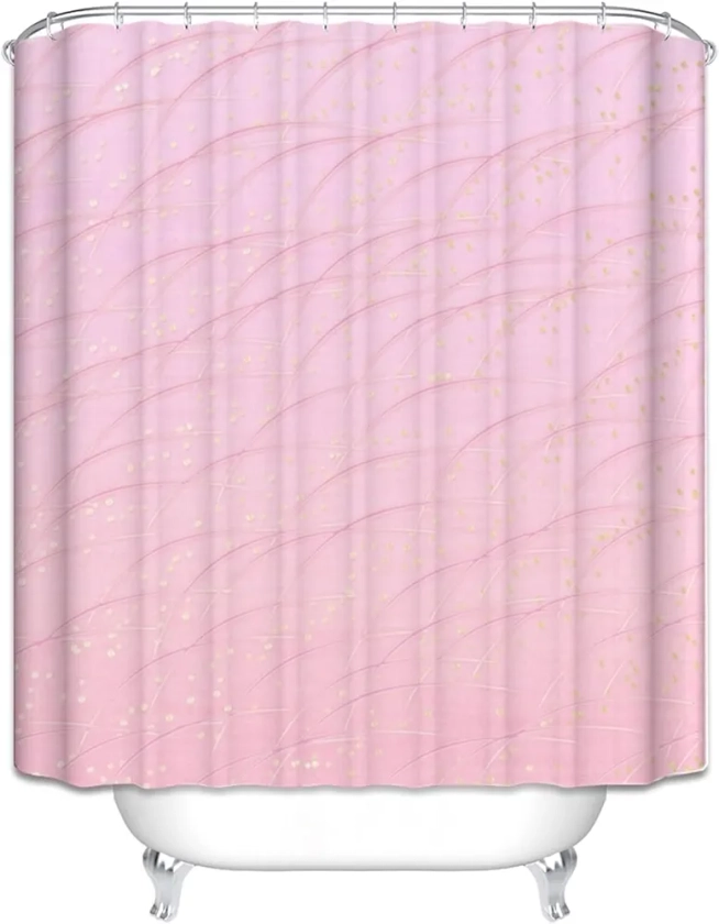 Lieson Pink Shower Curtains Bathroom, Polyester Shower Curtain Fabric Liner with Grommets Fish Scale Pattern Modern Shower Curtain with Hooks, 60x78 Inch