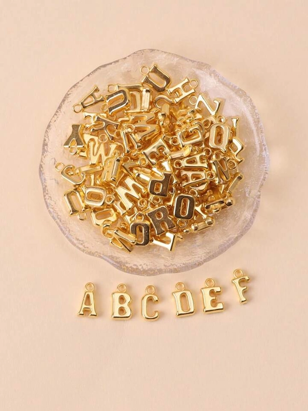 100pcs Fashionable 3d Abs Plating Ccb Capital Letter Diy Jewelry Pendant For Necklace, Bracelet Making