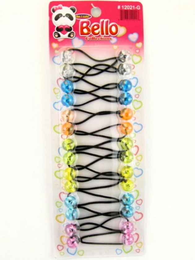 Dsk Bello Twinbead Assorted Transparent Ponytail Holders - 14 Pcs.