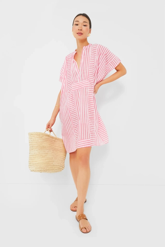 Exclusive Pink Stripe Emerson Short Caftan | India Collection by Emerson Fry