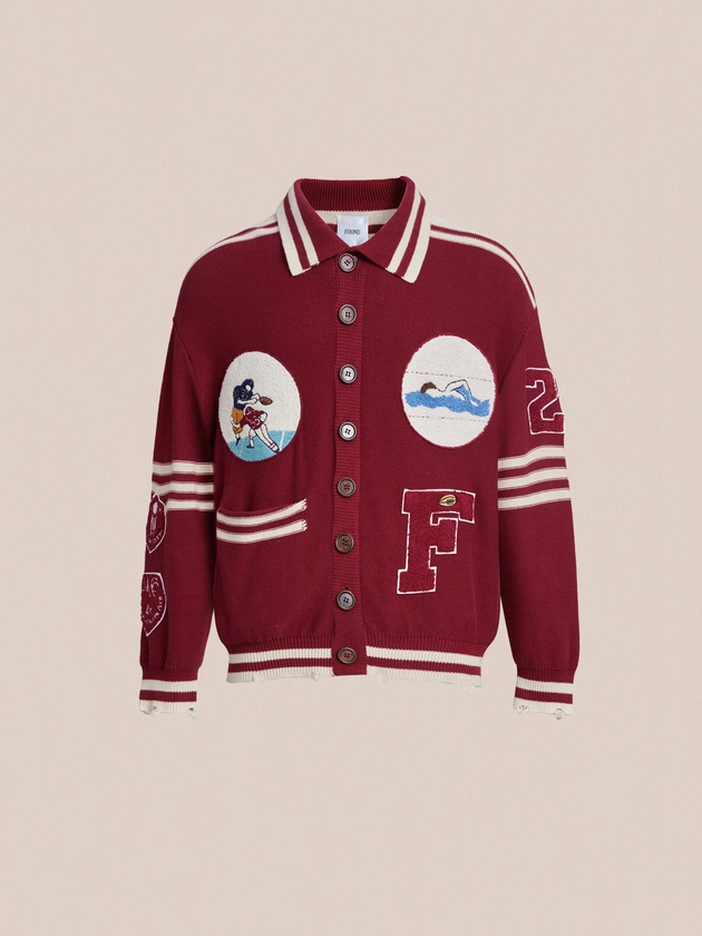 Fin Varsity Patch Collared Cardigan