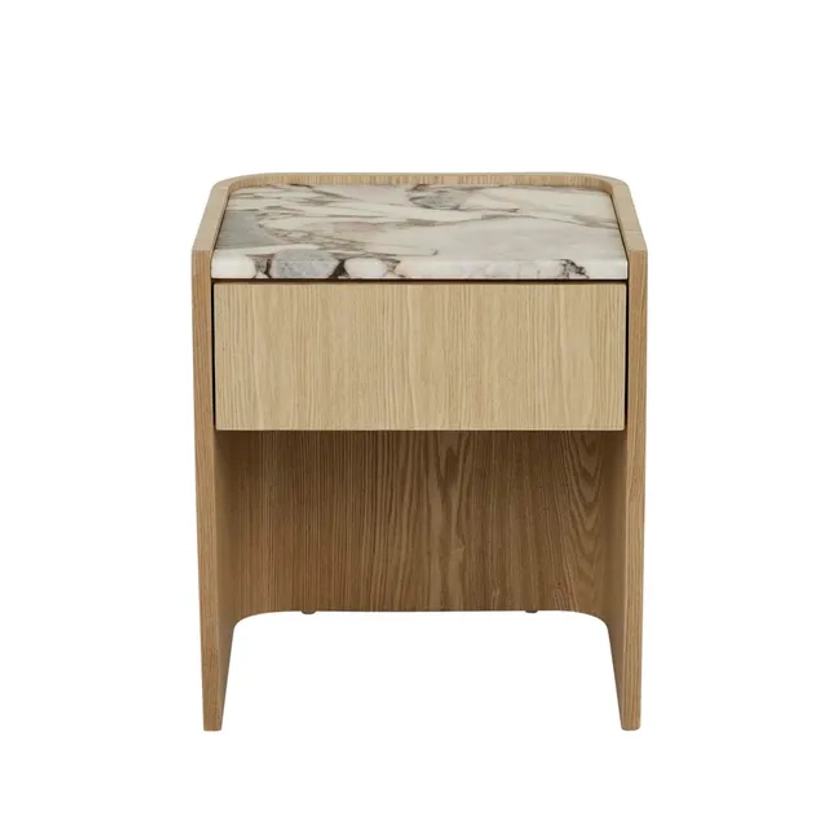 Elsie Bedside - Matt Ocean Marble - Natural Ash