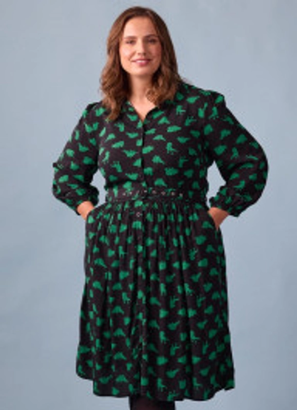 Andi Dino Print Shirt Dress