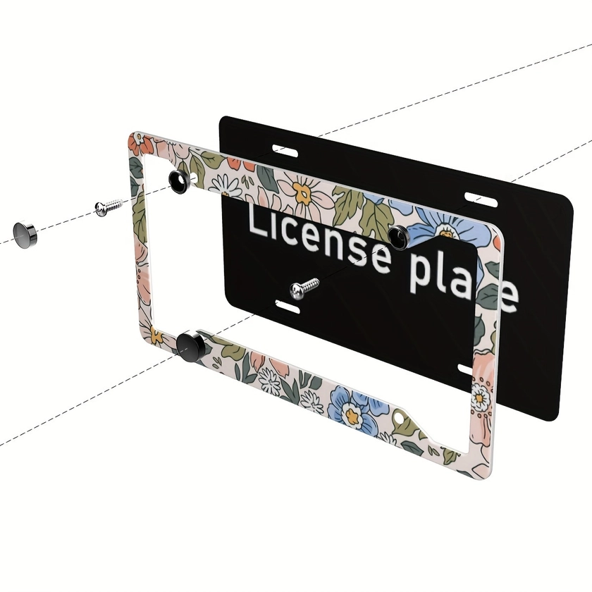 Pattern Car License Plate Frame Aluminum Metal Frame With 4 Holes Suitable For Cars Suvs Trucks And More Usa Compatible - Automotive - Temu Canada