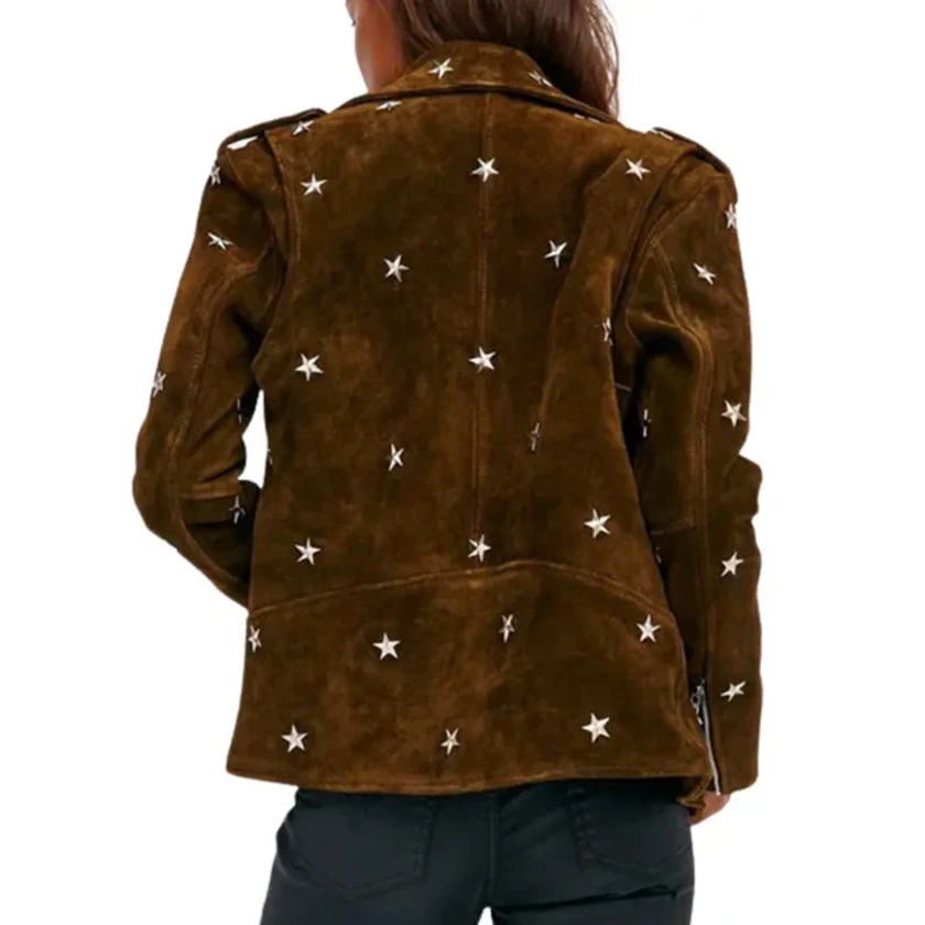 Brown Suede Leather Studded Jacket