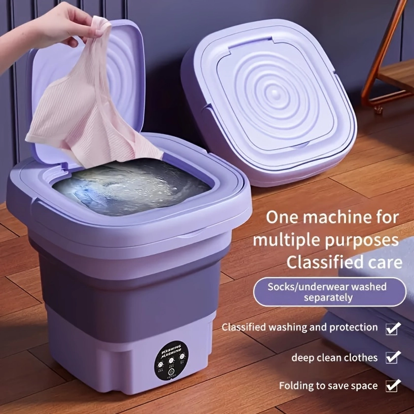 1pc Portable Mini Washing Machine - 8L High Capacity, 3 Deep Cleaning Modes, Perfect For Underwear, Apartments, Camping, Travel, RVs, And Laundry Room