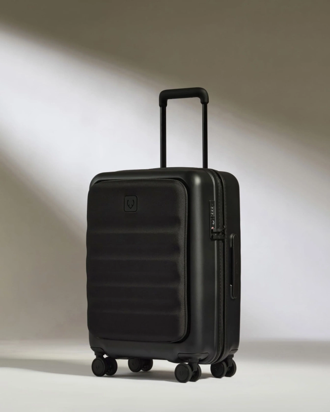 Cabin with Pocket Suitcase in Black - Icon Stripe | Hard Suitcase