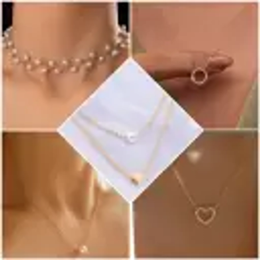 ELCETRATD JEWELLERY shimmering beautiful pack of 5 necklace combo for women and girls Diamond Gold-plated Plated Alloy Necklace