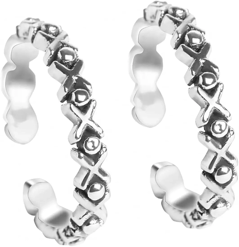 Clara 925 Sterling Silver Cross Toe Rings Pair | Size Adjustable, Oxidised | Gift for Women and Girls : Amazon.in: Fashion