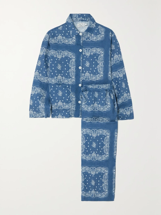 DESMOND & DEMPSEY Pocket printed linen pajama set | NET-A-PORTER