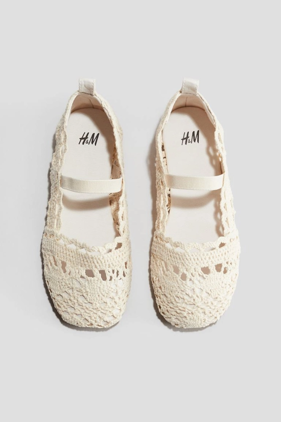 Crochet-look ballet pumps - No heel - White - Kids | H&M GB