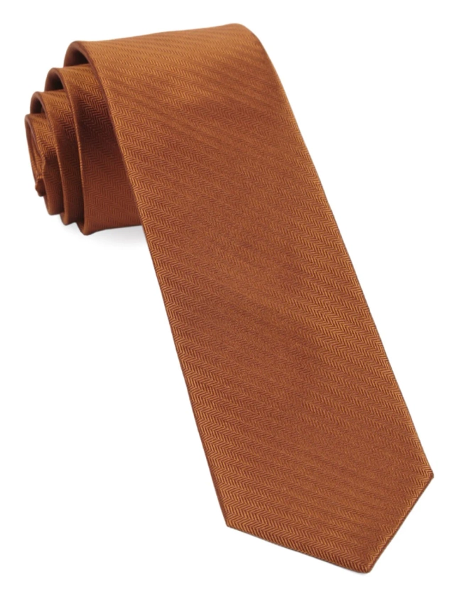 Sound Wave Herringbone Burnt Orange Tie | Silk Ties | Tie Bar