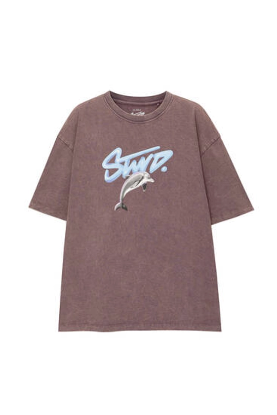 T-shirt délavé STWD dauphin - pull&bear