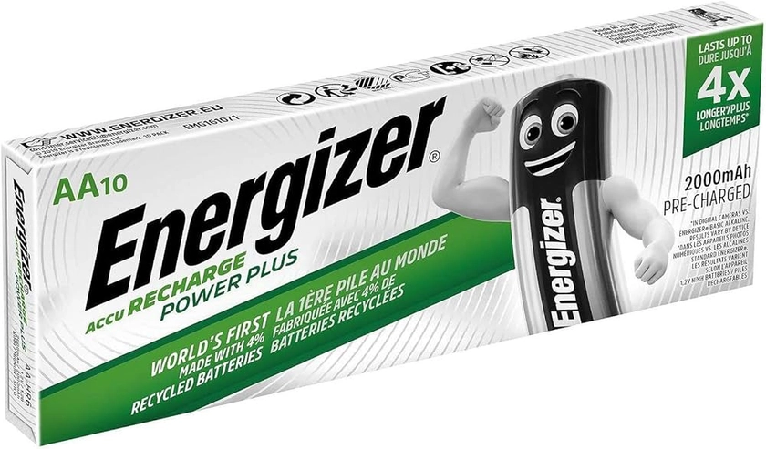 Energizer Battery Rechargeable NiMH Capacity 2000mAh HR6 1.2V AA [Pack of 10]: Amazon.co.uk: Electronics & Photo