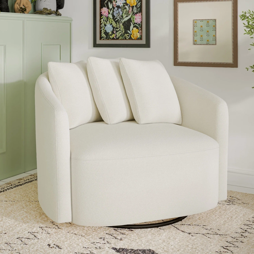 Beautiful Drew Chair by Drew Barrymore, Cream Boucle - Walmart.com