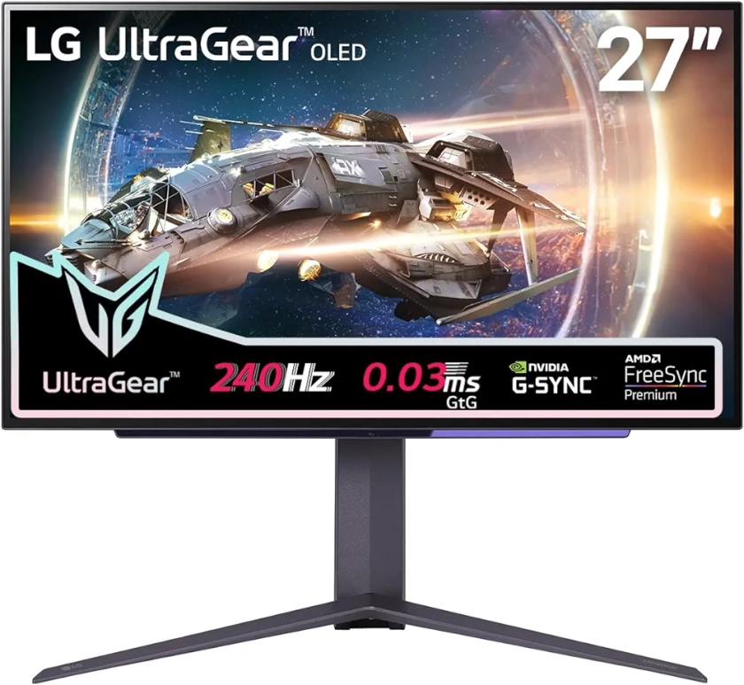 LG Ultragear™ 27GR95QE-B Ecran PC Gaming OLED 27" - dalle OLED résolution QHD (2560x1440), 0.03ms GtG 240Hz, HDR 10, DCI-P3 98.5%, AMD FreeSync Premium, Compatible NVIDIA G-Sync, HDMI 2.1