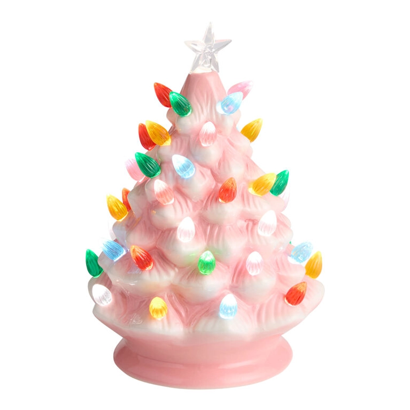 Pink Retro Ceramic Tree LED Light Up Decor - World Market