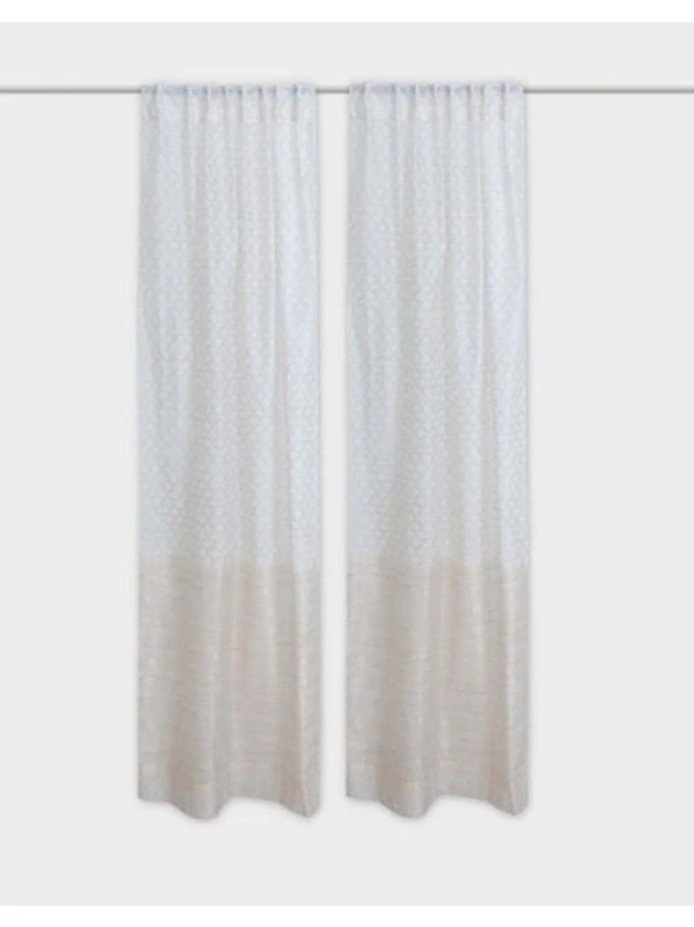 Fabindia Revat White & Beige 5 ft. Window Curtain - Single Piece