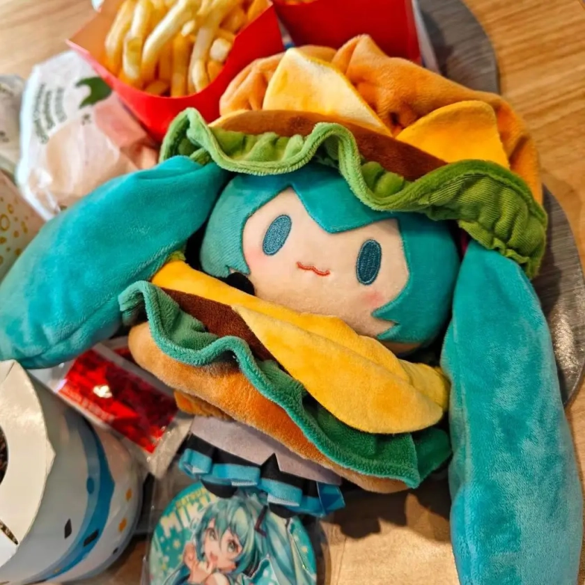 Hatsune Miku Kawaii Q Versie Figuur Pluche Pop Leuke Hamburg pluche pop Kleding Anime Perifere Knuffel Ornament Speelgoed Geschenken